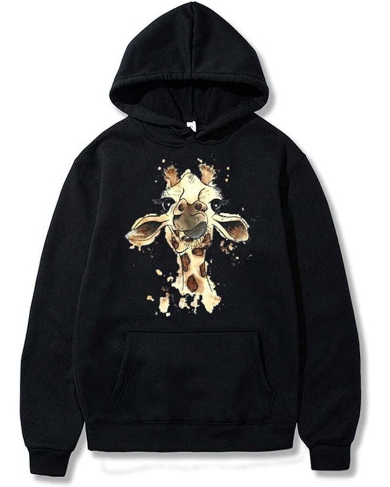 Cute Hoodies for Teen Girls Funny Giraffe Graphic Sweatshirts Womens Drawstring Blouse Long Sleeve Hooded Pullover Black $6.4...