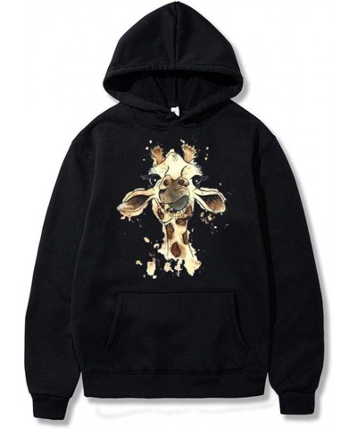 Cute Hoodies for Teen Girls Funny Giraffe Graphic Sweatshirts Womens Drawstring Blouse Long Sleeve Hooded Pullover Black $6.4...