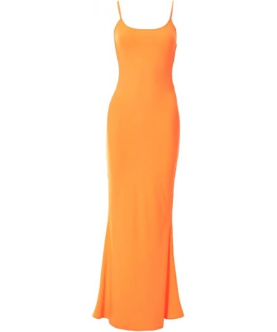 Women Backless Bodycon Long Summer Dress Sexy Sleeveless Spaghetti Strap Cocktail Maxi Dresses G Maxi Dress Orange $16.42 Dre...