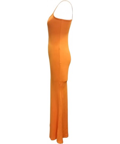 Women Backless Bodycon Long Summer Dress Sexy Sleeveless Spaghetti Strap Cocktail Maxi Dresses G Maxi Dress Orange $16.42 Dre...