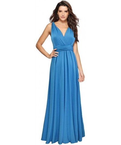 Women's Sleeveless Halter Neck Loose Plain Maxi Dresses Casual Long Dresses Aquablue $17.86 Dresses