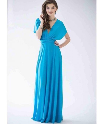 Women's Sleeveless Halter Neck Loose Plain Maxi Dresses Casual Long Dresses Aquablue $17.86 Dresses