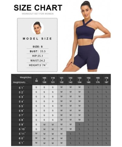 Ribbed Women Workout Sets 2 Piece Seamless Matching Gym Yoga Work Out Set A_navy Yoga $16.80 Activewear