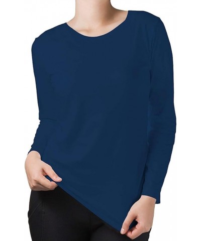 Long Sleeve Undershirts for Scrubs - Great Stretch and Layering Piece - 3 Pack Navy Blue $25.64 Underwear