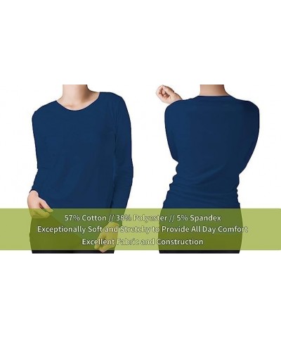 Long Sleeve Undershirts for Scrubs - Great Stretch and Layering Piece - 3 Pack Navy Blue $25.64 Underwear