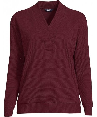 Women's Long Sleeve Ottoman Shawl Collar Pullover Rich Burgundy $18.79 Sweaters