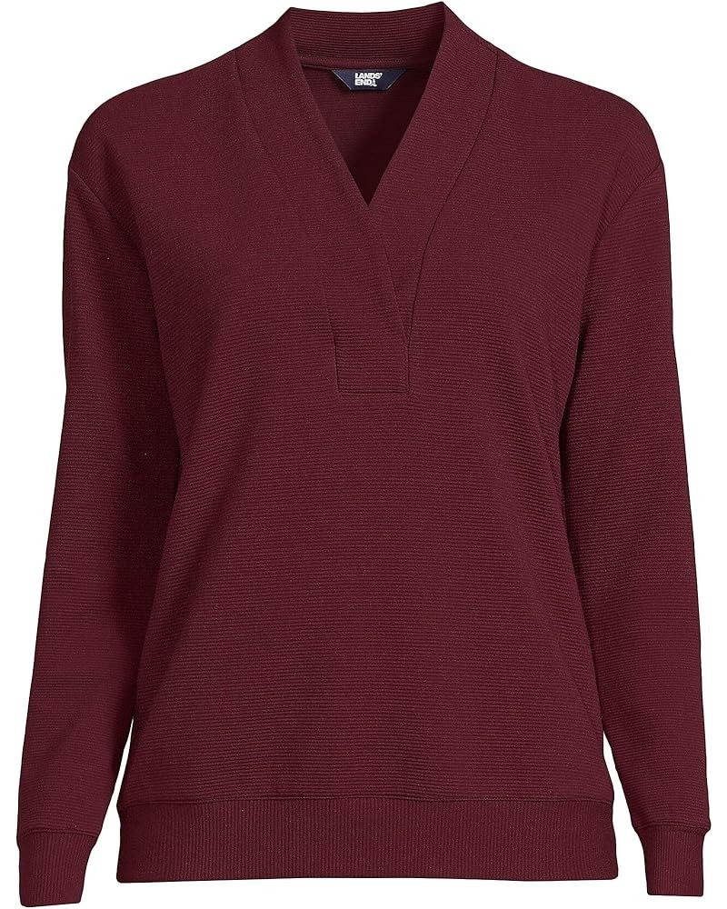 Women's Long Sleeve Ottoman Shawl Collar Pullover Rich Burgundy $18.79 Sweaters