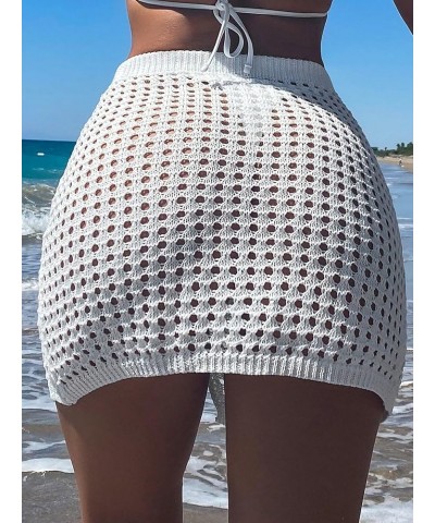 Women's Solid Hollow Out Fringe Hem Crochet Swim Beach Cover Up Skirt White R $15.80 Swimsuits