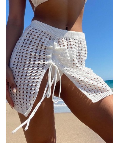 Women's Solid Hollow Out Fringe Hem Crochet Swim Beach Cover Up Skirt White R $15.80 Swimsuits