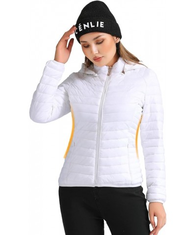 Women's Lightweight Packable Detachable Hooded Puffer Jacket Coat White $23.21 Jackets