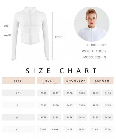 Women's Athletic Jacket Lightweight Full Zip Up Yoga Jacket Cropped Workout Slim Fit Tops with Thumb Holes White $13.12 Jackets