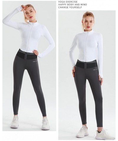 Women's Athletic Jacket Lightweight Full Zip Up Yoga Jacket Cropped Workout Slim Fit Tops with Thumb Holes White $13.12 Jackets