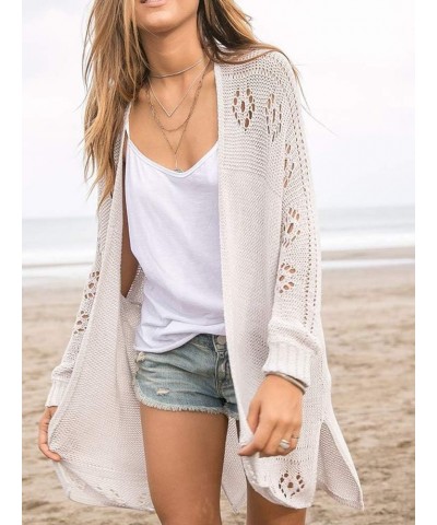 Womens Open Front Knit Sheer Cardigans Summer Boho Lightweight Long Sleeve Kimono Long Sweater Gray $19.88 Sweaters