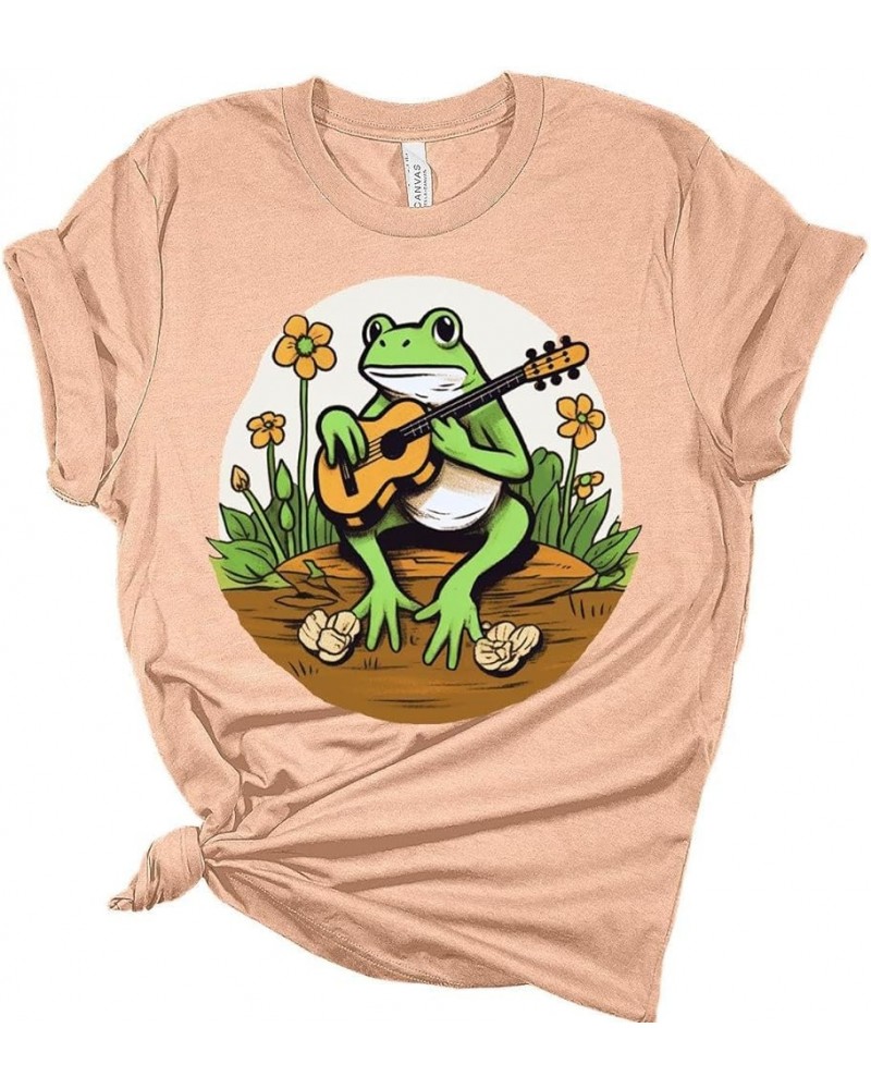 Mushroom Shirts Toad Cottagecore Tshirts Aesthetic Casual Bella Frog Graphic Tees for Women Frog 3 - Heather Peach $11.98 T-S...