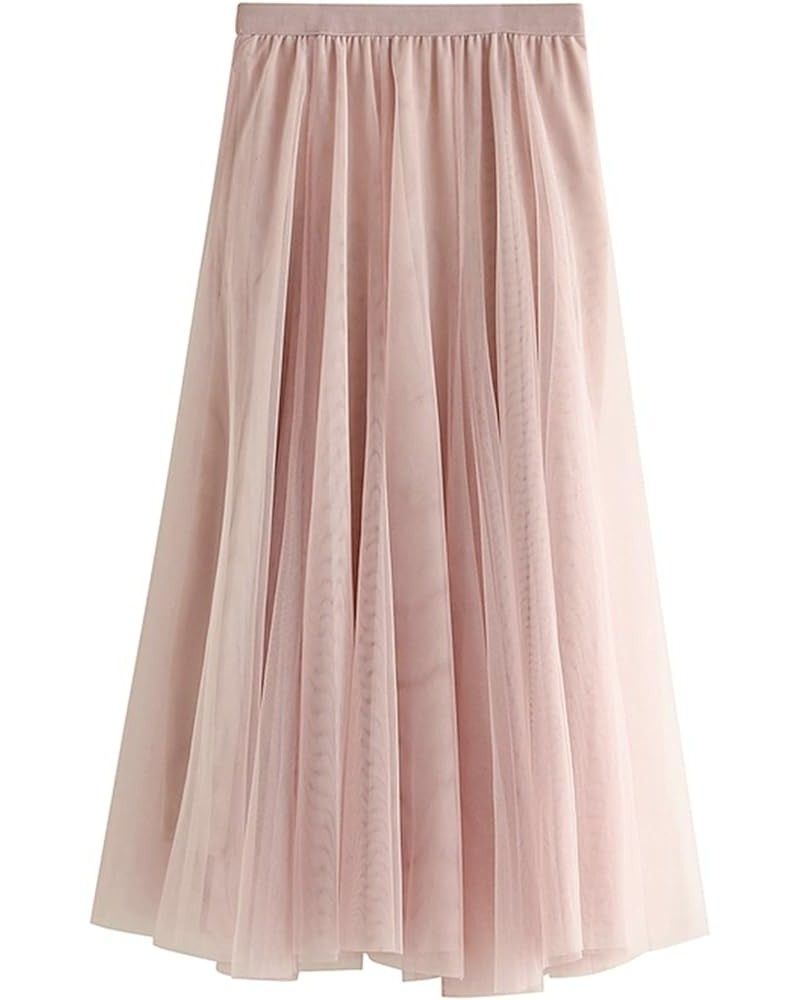 Women's Tulle Skirt High Low Asymmetrical Elastic Waist A-line Tea-Length Waisted Pink1-a $11.84 Skirts