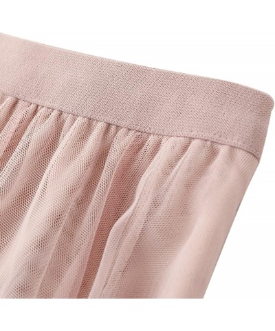 Women's Tulle Skirt High Low Asymmetrical Elastic Waist A-line Tea-Length Waisted Pink1-a $11.84 Skirts