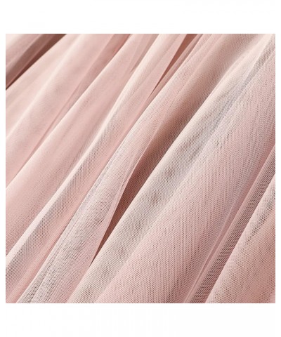 Women's Tulle Skirt High Low Asymmetrical Elastic Waist A-line Tea-Length Waisted Pink1-a $11.84 Skirts