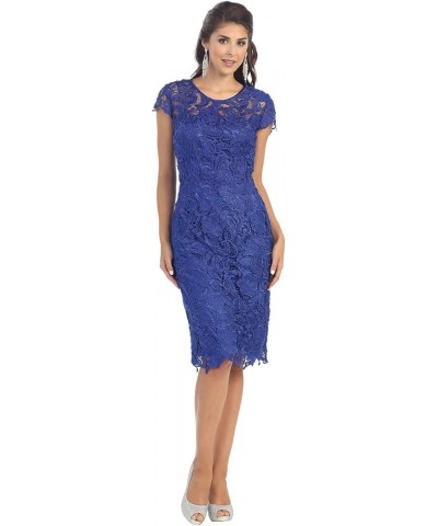 MQ1106 Knee Length Mother of The Bride Dress Royal Blue $43.75 Dresses