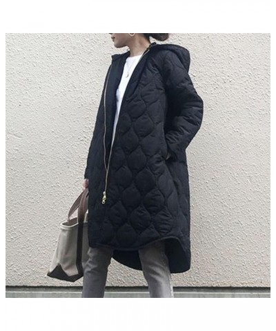 Womens Mid Long Diamond Cotton Jackets Quilted Knee Length Puffer Coat Winter Casual Warm Asymmetric Diamond Down Coat $24.74...