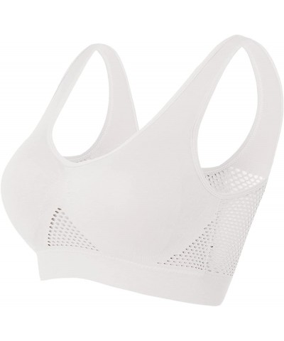 Breathable Cool Liftup Air Bra,2024 Women Seamless Wireless Sports Bra Hollow Mesh Hole Yoga Running Workout Gym Bra A2-white...