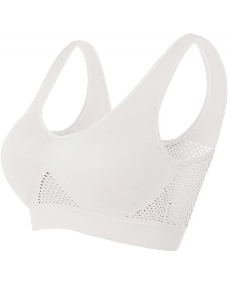 Breathable Cool Liftup Air Bra,2024 Women Seamless Wireless Sports Bra Hollow Mesh Hole Yoga Running Workout Gym Bra A2-white...