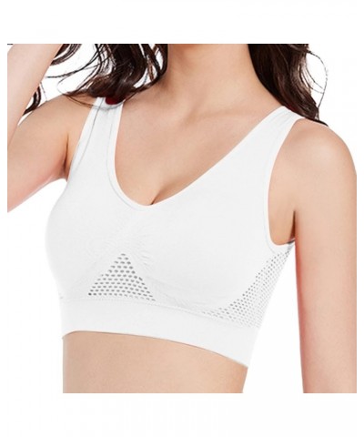 Breathable Cool Liftup Air Bra,2024 Women Seamless Wireless Sports Bra Hollow Mesh Hole Yoga Running Workout Gym Bra A2-white...