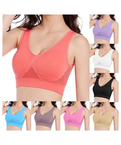 Breathable Cool Liftup Air Bra,2024 Women Seamless Wireless Sports Bra Hollow Mesh Hole Yoga Running Workout Gym Bra A2-white...