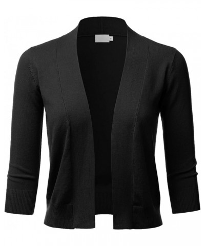 Women's Classic 3/4 Sleeve Open Front Cropped Bolero Cardigan Shrugs for Dresses (S~XXL) Lbt002-black $18.01 Sweaters