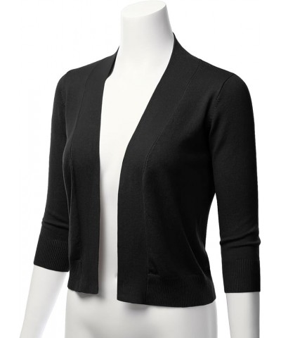 Women's Classic 3/4 Sleeve Open Front Cropped Bolero Cardigan Shrugs for Dresses (S~XXL) Lbt002-black $18.01 Sweaters