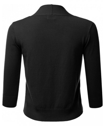 Women's Classic 3/4 Sleeve Open Front Cropped Bolero Cardigan Shrugs for Dresses (S~XXL) Lbt002-black $18.01 Sweaters