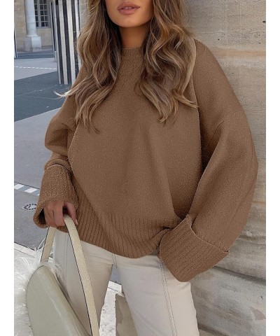 Women's Crewneck Long Sleeve Oversized Fuzzy Knit Chunky Warm Pullover Sweater Top Coffee $22.00 Sweaters