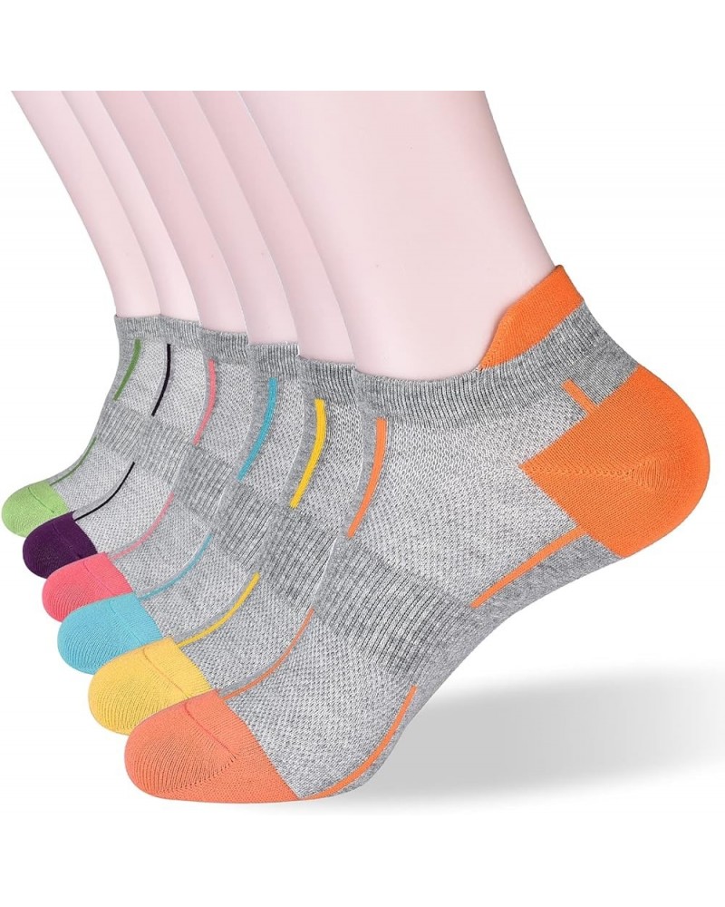 Ankle Socks Women's Thin Athletic Running Low Cut No Show Socks With Heel Tab 4/6/8Pairs 6 Pairs-6colors Grey $9.26 Socks