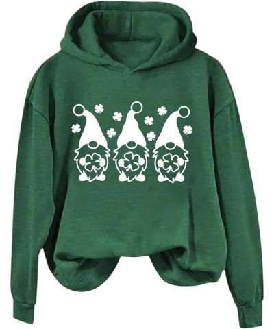 Women's St. Patrick's Day Hoodies Sweatshirt American Flag Shamrock Graphic Casual Tops Clover Long Sleeve Pullover D2-green ...