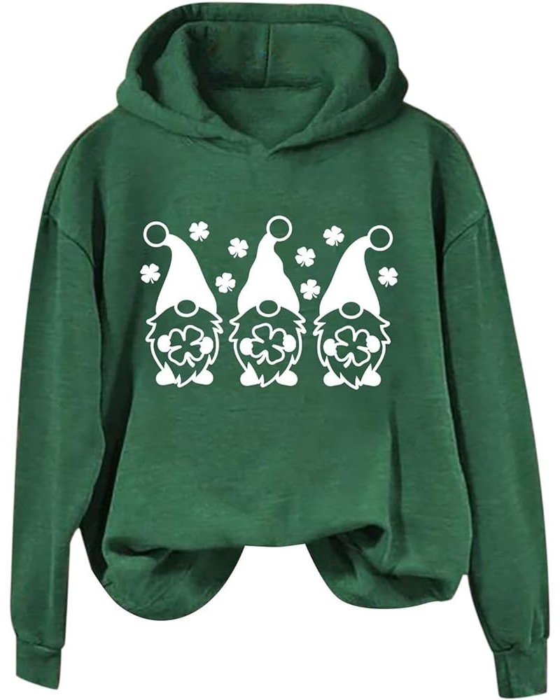 Women's St. Patrick's Day Hoodies Sweatshirt American Flag Shamrock Graphic Casual Tops Clover Long Sleeve Pullover D2-green ...