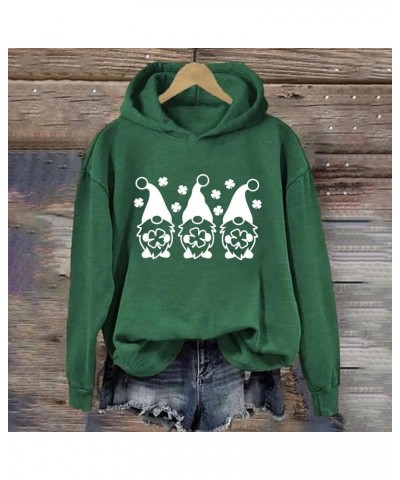 Women's St. Patrick's Day Hoodies Sweatshirt American Flag Shamrock Graphic Casual Tops Clover Long Sleeve Pullover D2-green ...