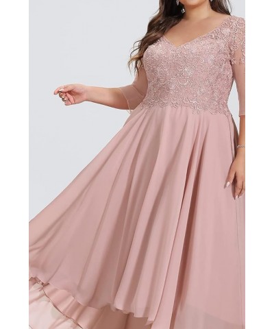 Mother of The Bride Dresses Lace Appliques 3/4 Sleeves Tea Length Chiffon Formal Wedding Party Gown Coral $38.75 Dresses