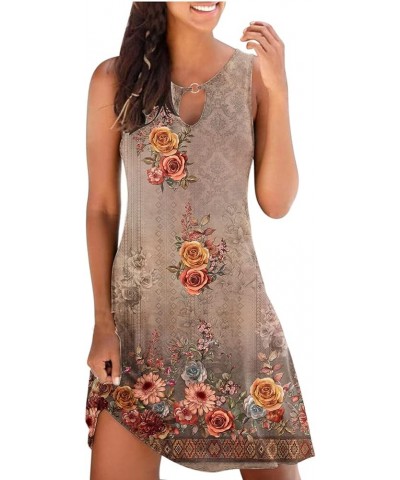 Summer Dresses for Women 2023 Casual Crewneck Sun Dress Sleeveless Beach Vacation Outfits Plus Size A Line Printing Dresses 1...