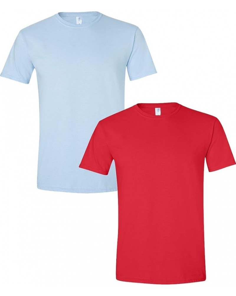 Adult Ultra Cotton T-Shirt with Pocket, Style G2300, 2-Pack Lightblue-red $12.96 T-Shirts