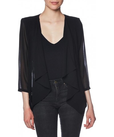 Women's Chiffon Fly Front Shrug Black $14.04 Sweaters