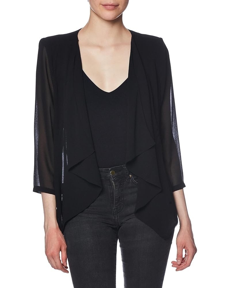 Women's Chiffon Fly Front Shrug Black $14.04 Sweaters