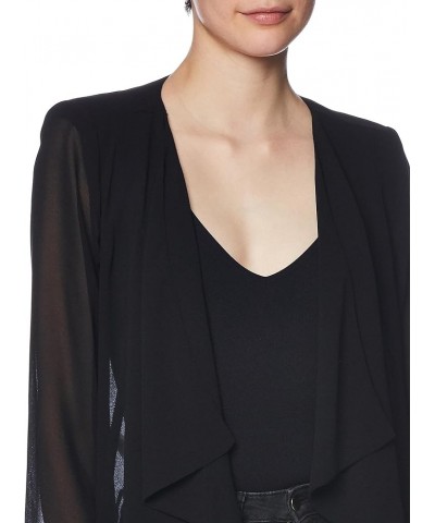 Women's Chiffon Fly Front Shrug Black $14.04 Sweaters