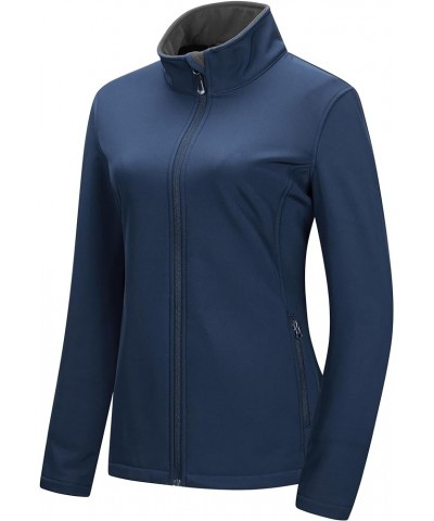 Women's Lightweight Softshell Jacket Fleece Lined Windbreaker Waterproof Warm Jacket for Running Golf Hiking Blue $30.08 Jackets