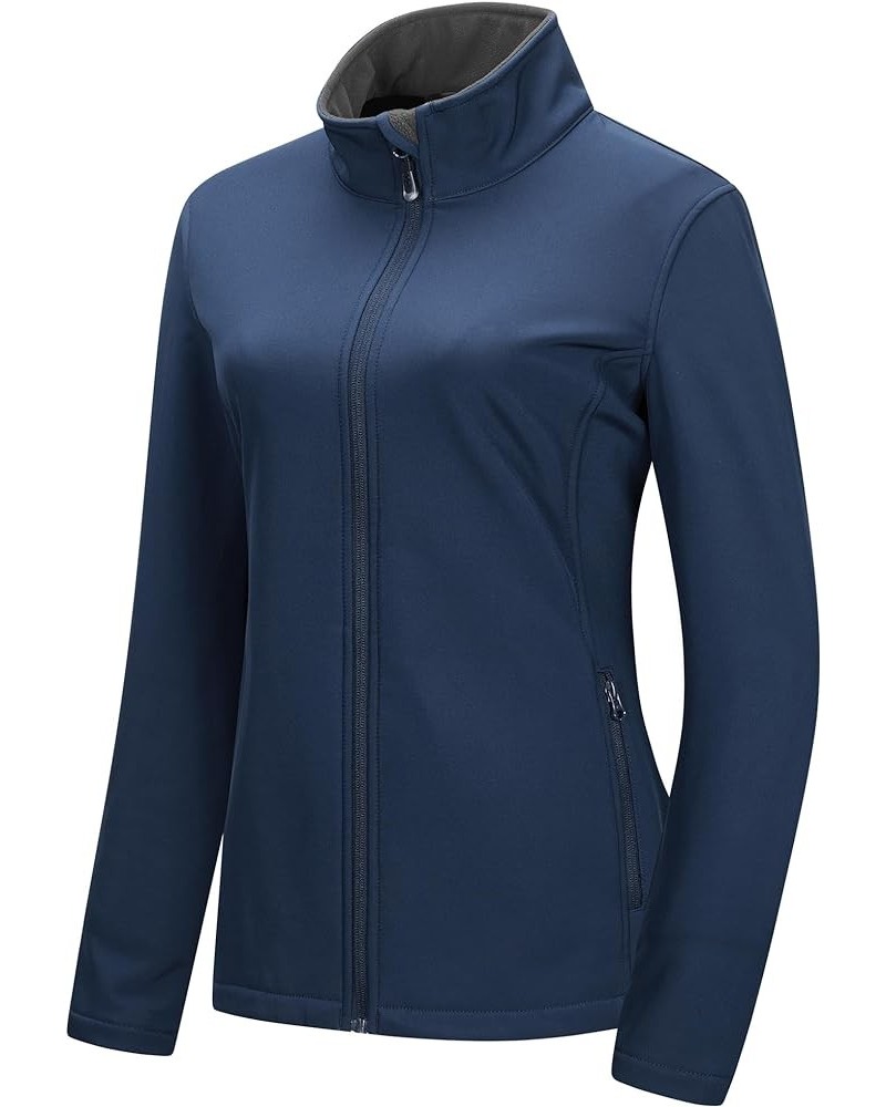 Women's Lightweight Softshell Jacket Fleece Lined Windbreaker Waterproof Warm Jacket for Running Golf Hiking Blue $30.08 Jackets