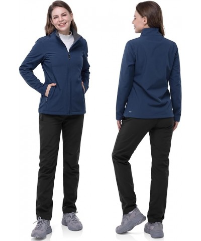 Women's Lightweight Softshell Jacket Fleece Lined Windbreaker Waterproof Warm Jacket for Running Golf Hiking Blue $30.08 Jackets