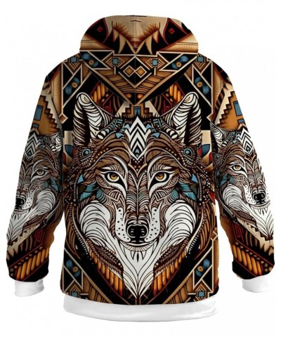 Unisex Adults Zip Up Hoodies Men Women Zipper Fleece Jacket Winter Coats Gifts for Her,Him Tribal Native Wolf $26.60 Jackets