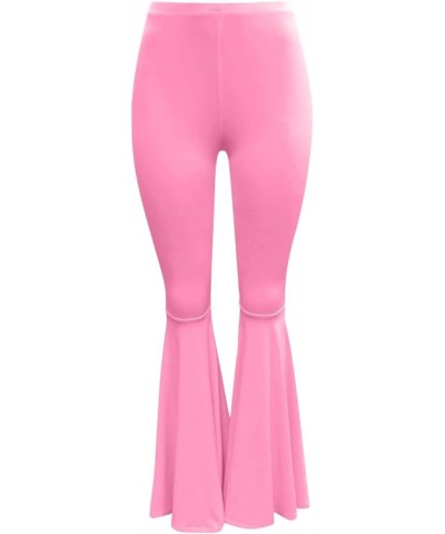 Ruffle Hem Palazzo Pants for Womens Skinny Wide Leg Pull-On Pants High Waist Party Dance Trousers Bell Bottom Pants Pink $10....