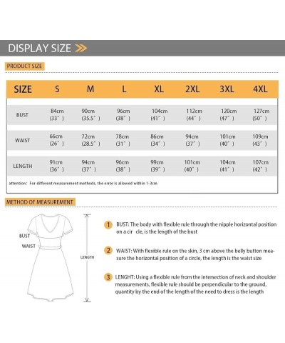 Women Puffy Dresses Midi Sundress Short Sleeve V-Neck Casual Dresses Plus Size S-4XL 70s Swirl Daisy $14.99 Dresses