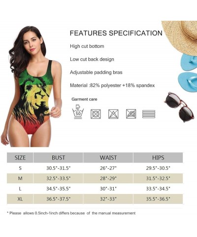 Women's One Piece Swimsuit Retro Athletic Training Swimwear Beachwear Jamaica Lion Flag $11.22 Swimsuits