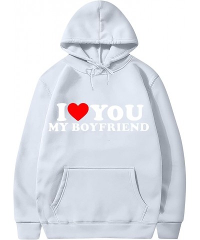 I Love My Boyfriend/Girlfriend Hoodie Lover Heart Sweatshirt Sweater Pullover Valentines Day Shirts J05-gray $9.89 Activewear