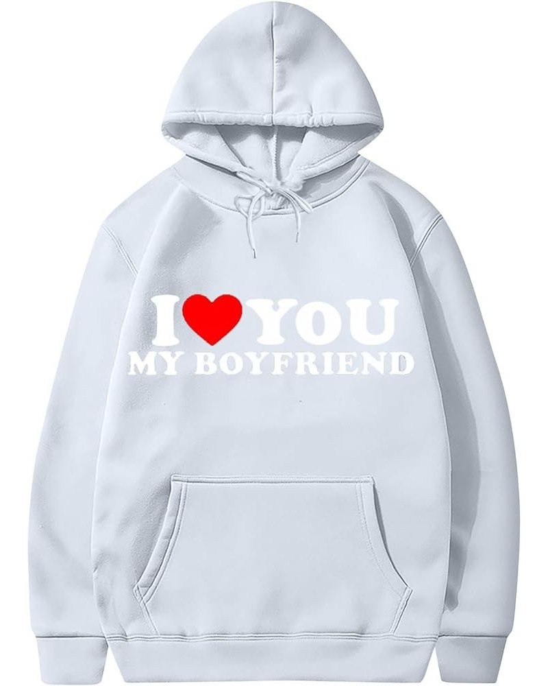 I Love My Boyfriend/Girlfriend Hoodie Lover Heart Sweatshirt Sweater Pullover Valentines Day Shirts J05-gray $9.89 Activewear